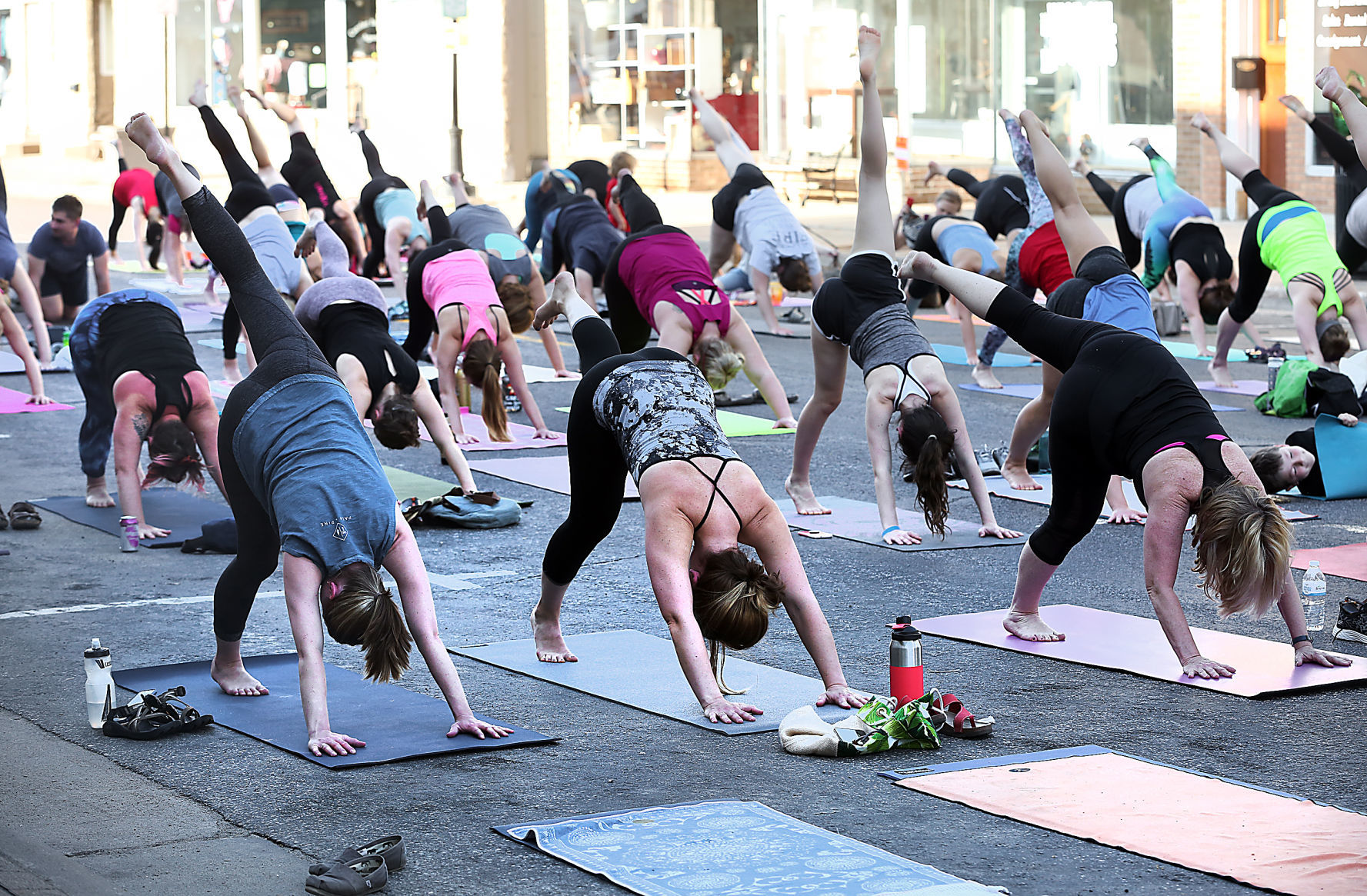 Street yoga in La Crosse
